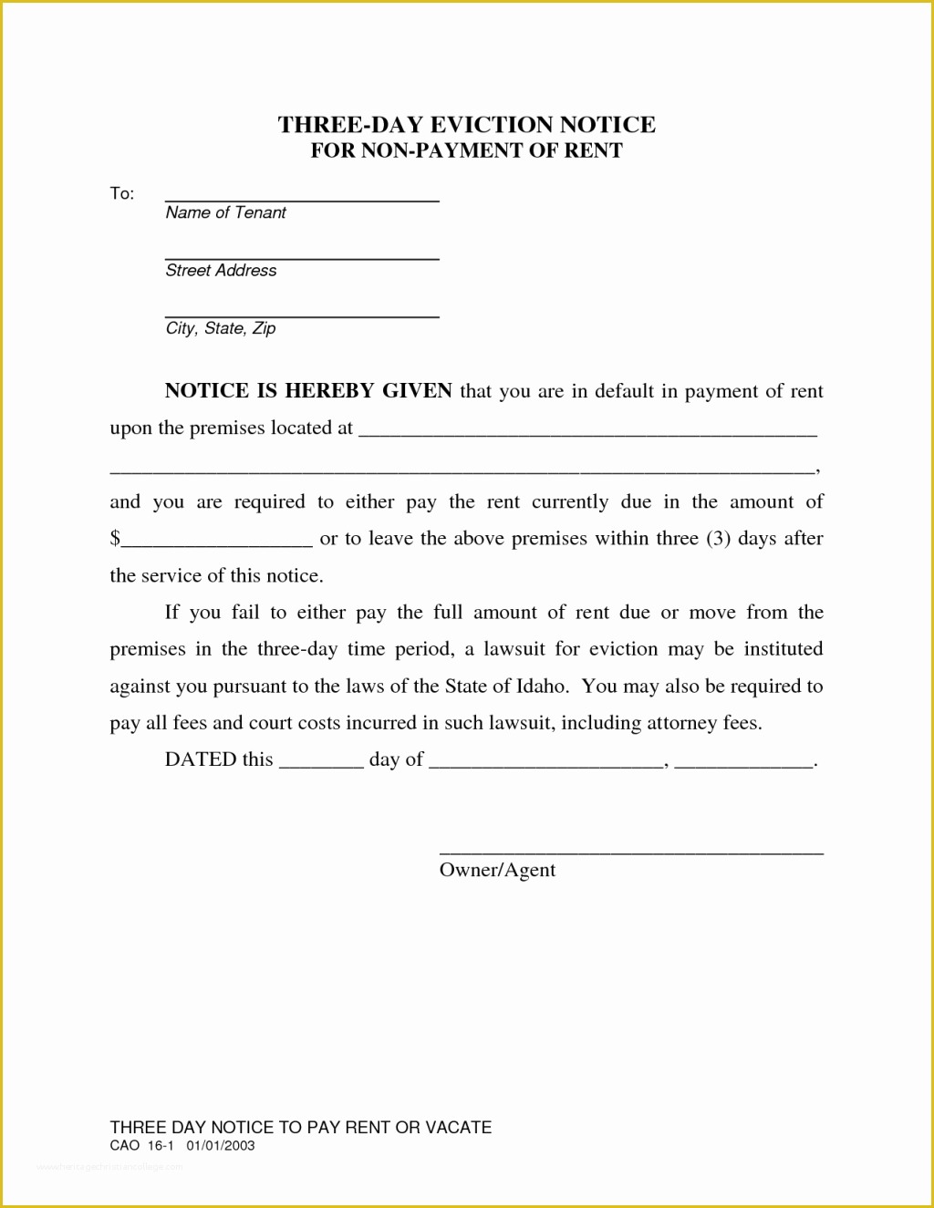 Free 3 Day Notice Template Of Eviction Notices Template Notice Letter 3 Day Sample