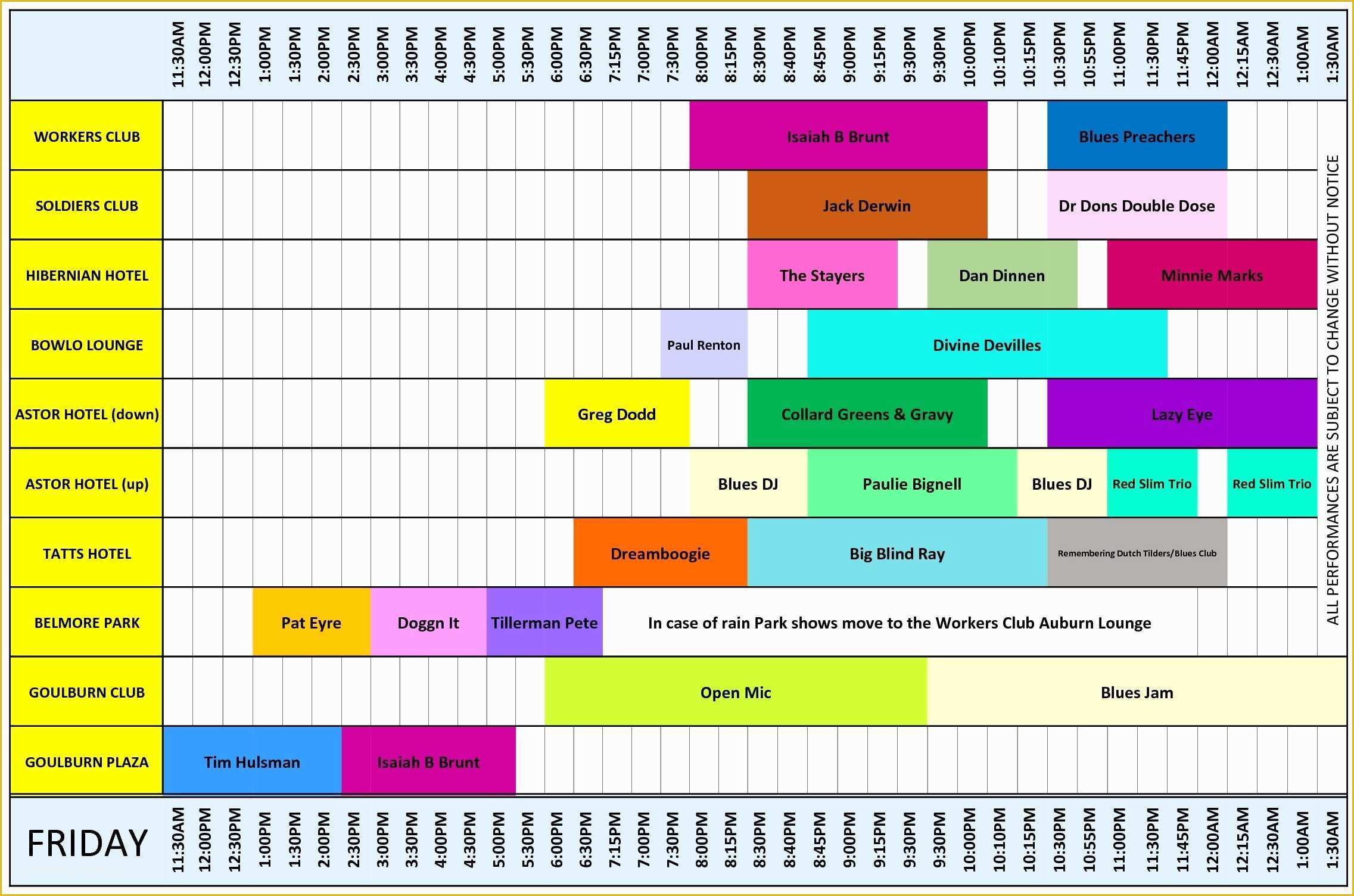 Free 3 Week Look Ahead Schedule Template Of Australian Blues Music Festival 2015