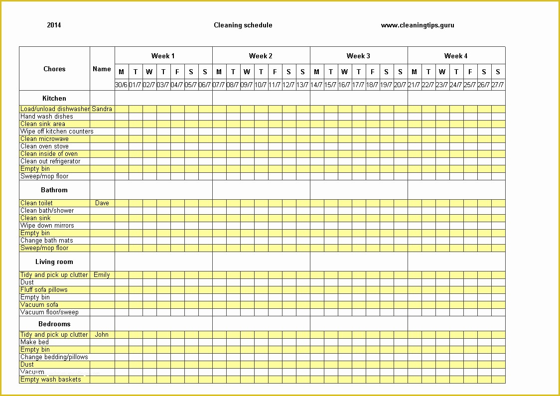 Free 3 Week Look Ahead Schedule Template Of Free Excel Weekly Cleaning 