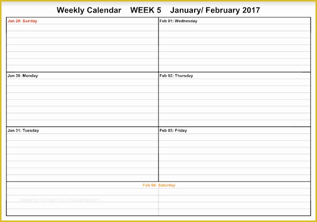 Free 3 Week Look Ahead Schedule Template Of Get Printable Calendar January 2017 Weekly Calendar