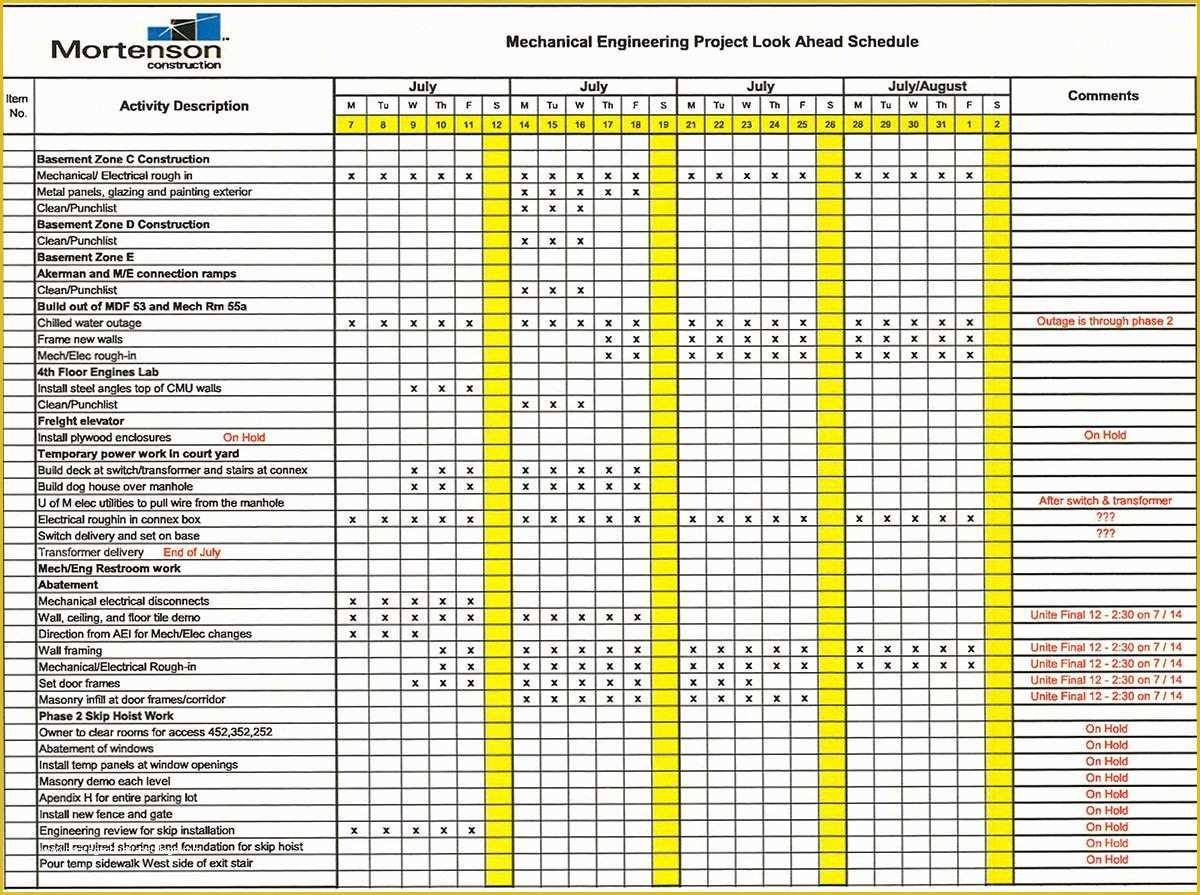 Free 3 Week Look Ahead Schedule Template Of Free Templates 