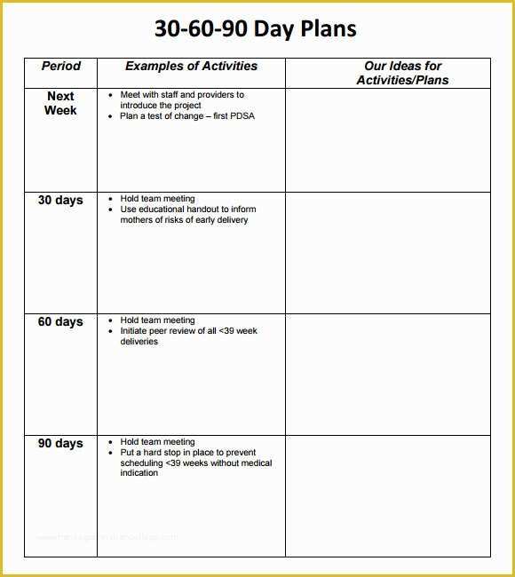 Free 30 60 90 Day Plan Template Word Of 30 60 90 Day Plan Template 8 Free Download Documents In Pdf