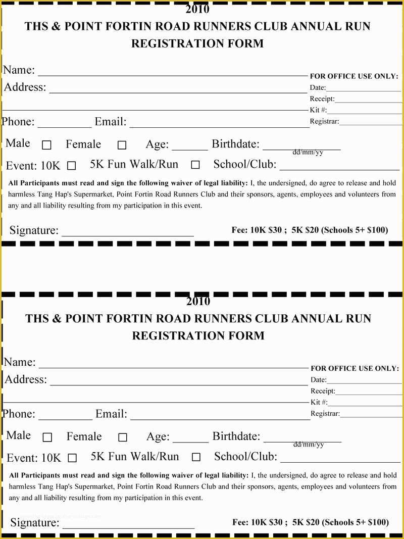 Free 5k Registration form Template Of 5k Sign In Sheet Template Search Results