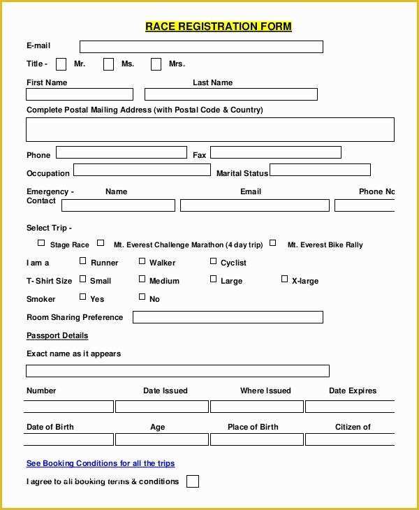 Free 5k Registration form Template Of Race Registration form Template Invitation Template