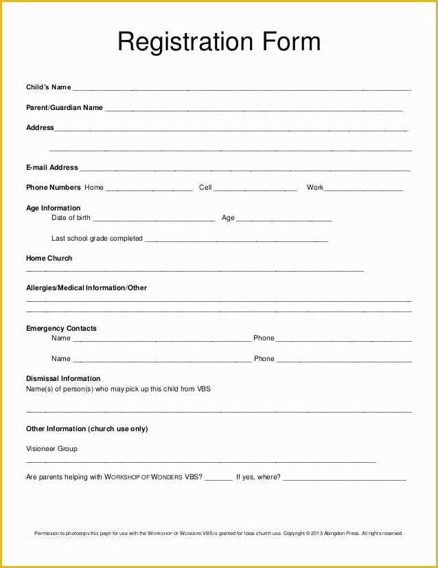 Free 5k Registration form Template Of Registration form Child’s Name
