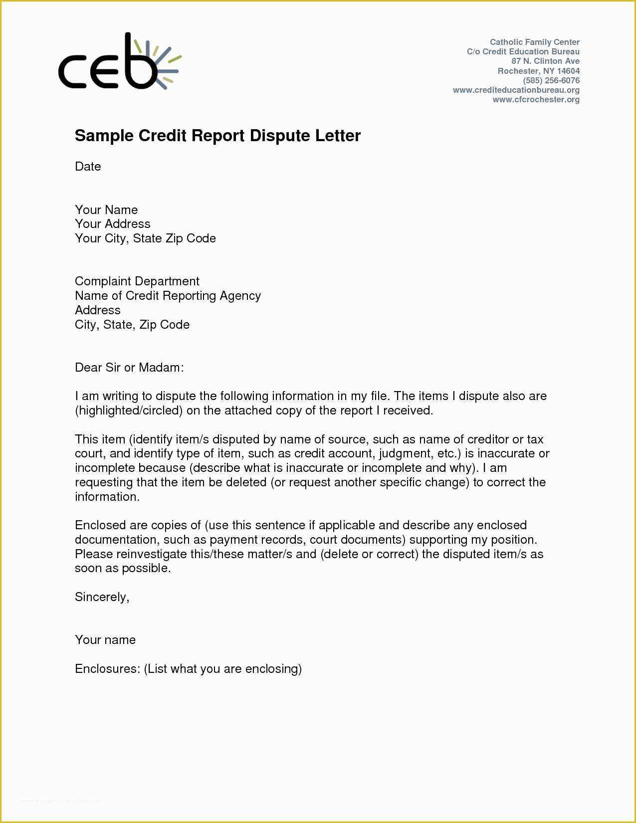 Free 609 Credit Dispute Letter Templates Of 609 Letter Template Pdf Examples