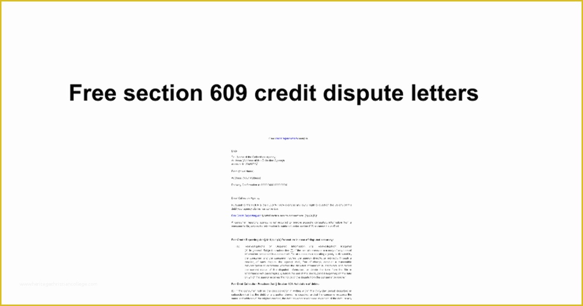 Free 609 Credit Dispute Letter Templates Of Free Section 609 Credit Dispute Letters Google Docs