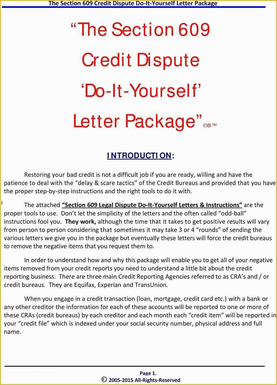 Free 609 Credit Dispute Letter Templates Of the Section 609 Credit Dispute Do It Yourself Letter