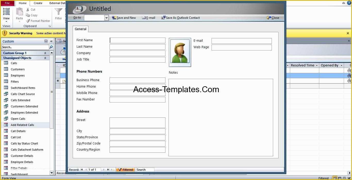 Free Access Database Templates Of Call Tracking and Monitoring Access Database Template