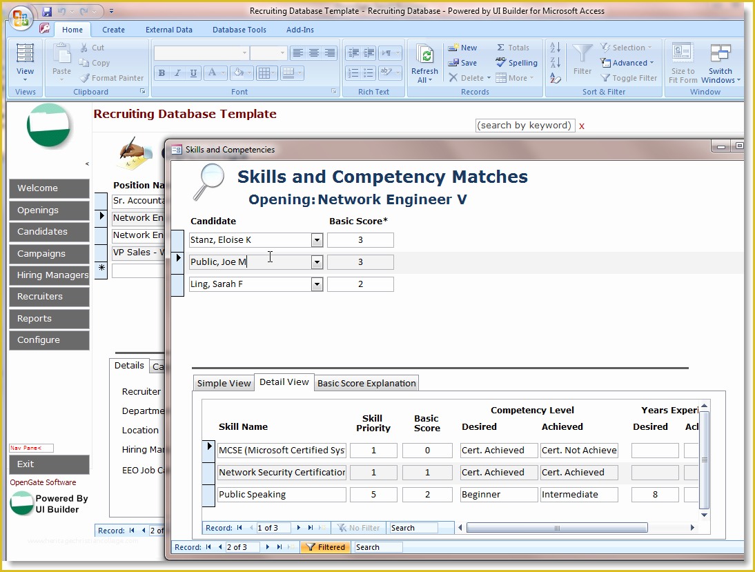 Free Access Database Templates Of Microsoft Access Employee Recruiting Template