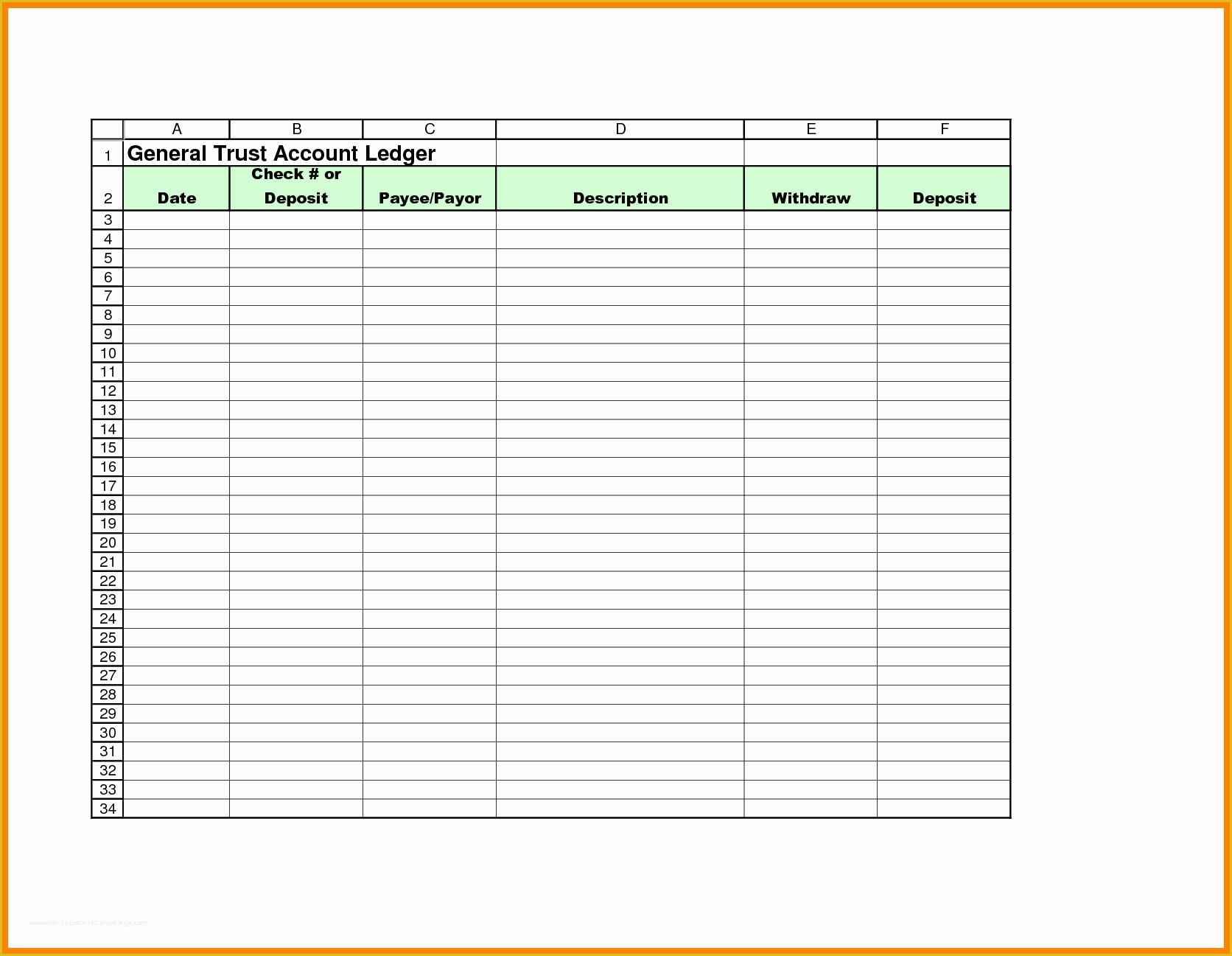 Free Accounting General Ledger Template Of 5 Bank Account Ledger Template