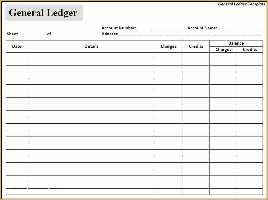 Free Accounting General Ledger Template Of Blank General Ledger