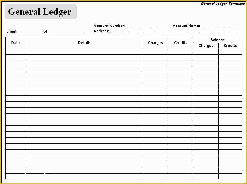 Free Accounting General Ledger Template Of Blank General Ledger 