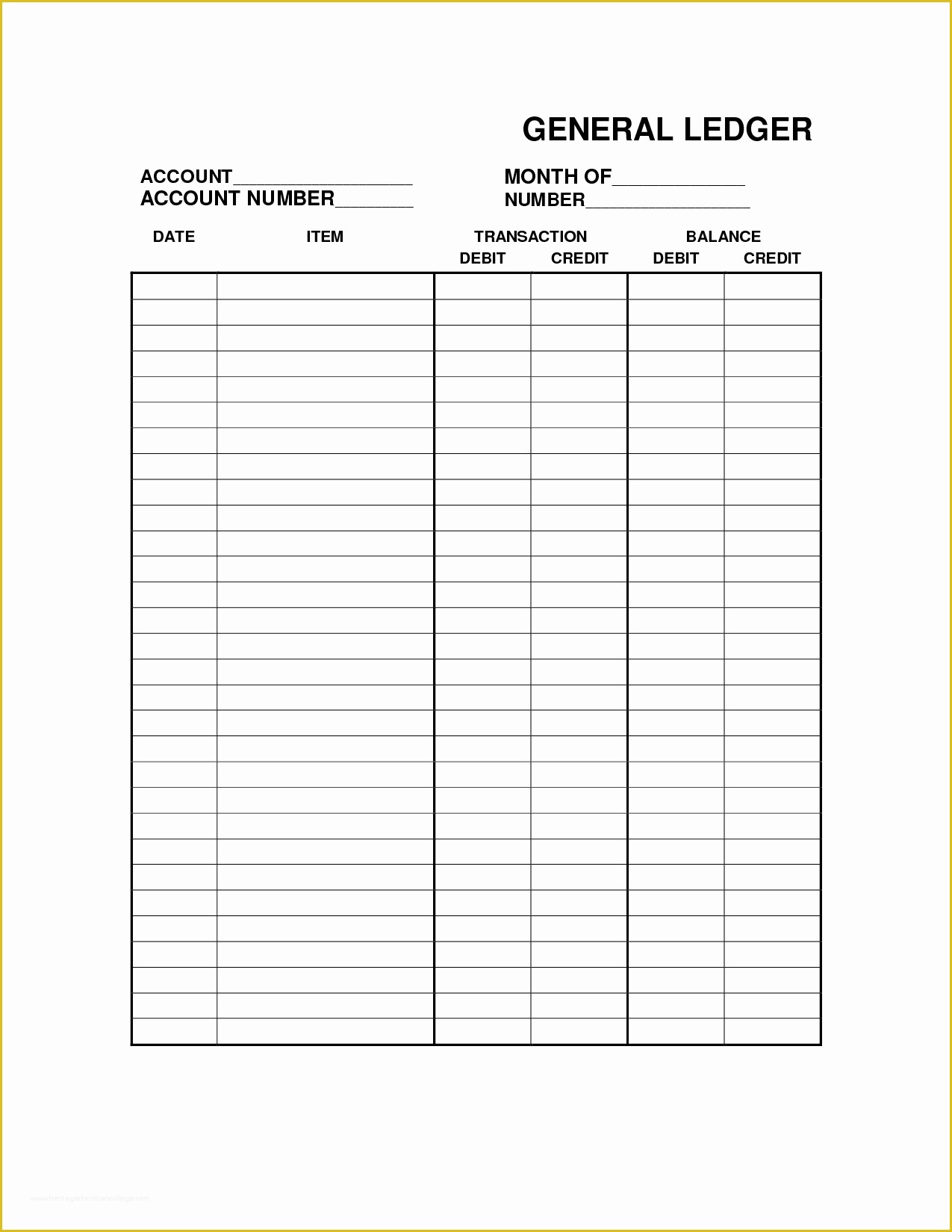 Free Accounting General Ledger Template Of Free Printable Bookkeeping Sheets