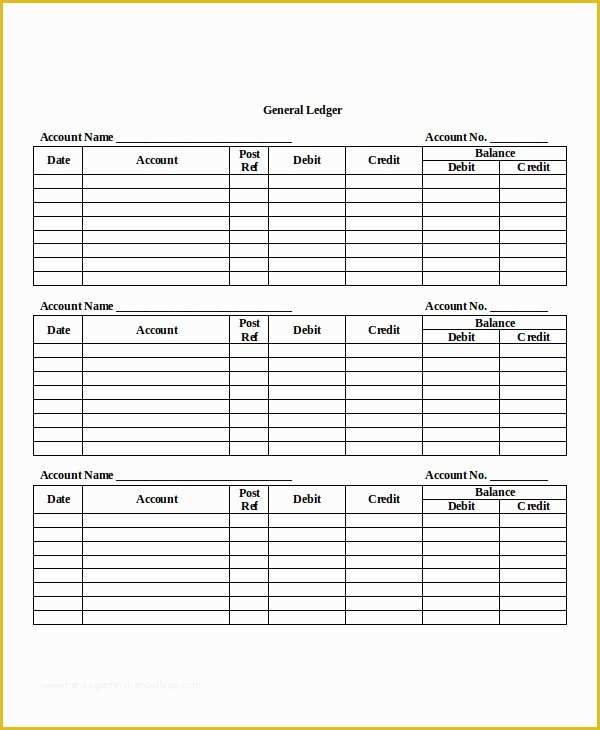 Free Accounting General Ledger Template Of Ledger Paper Template 7 Free Word Pdf Document Download
