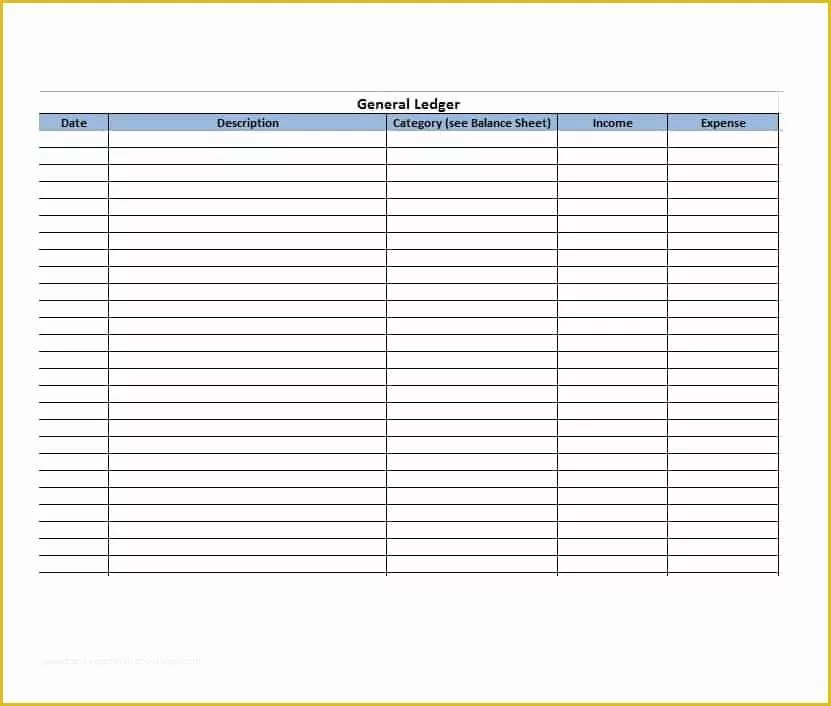 Free Accounting General Ledger Template Of Self Employment Ledger 40