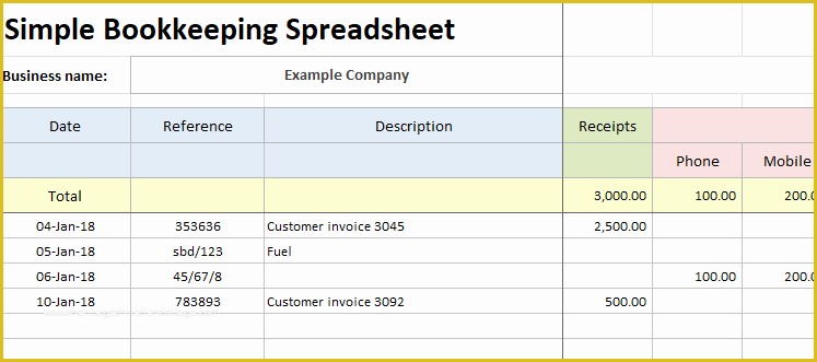 Free Accounting Spreadsheet Templates Excel Of Simple Bookkeeping Spreadsheet