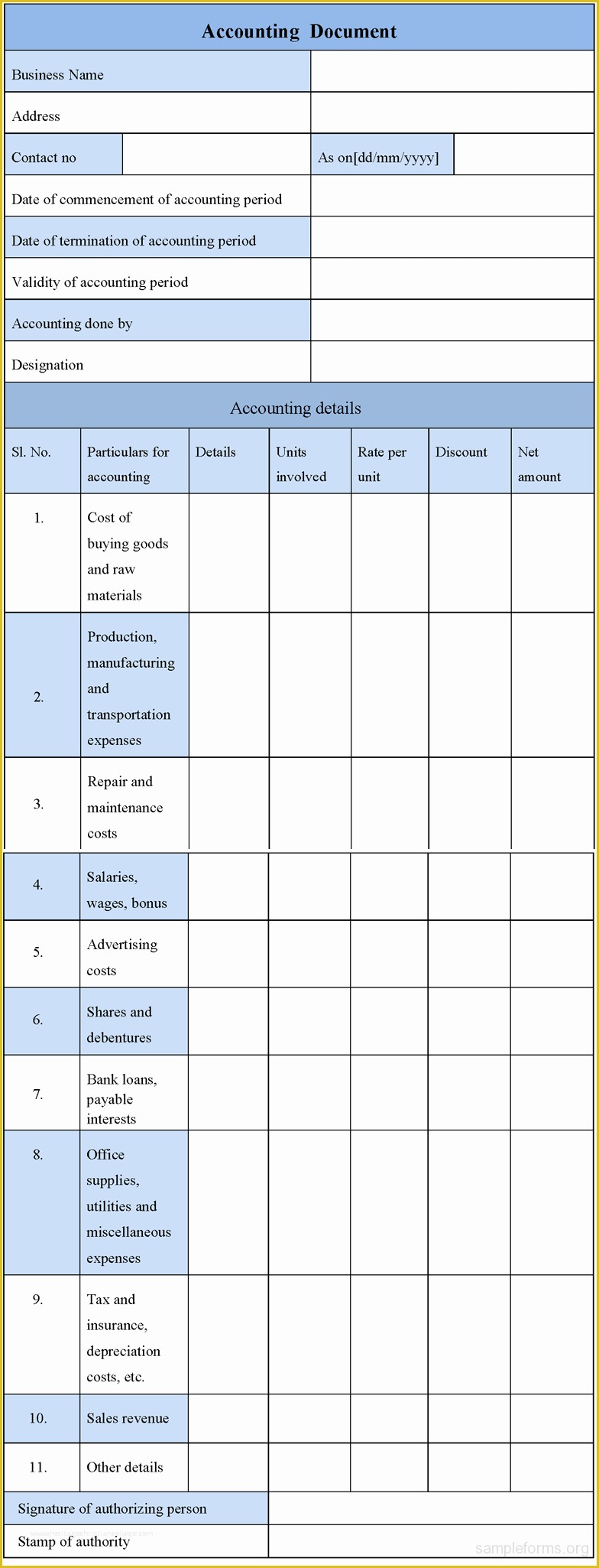 Free Accounting Templates Of Free Accounting form Sample forms