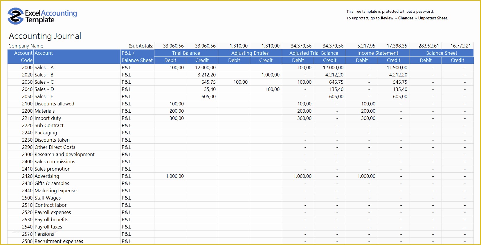 Free Accounting Templates Of Free Accounting Templates In Excel for Your