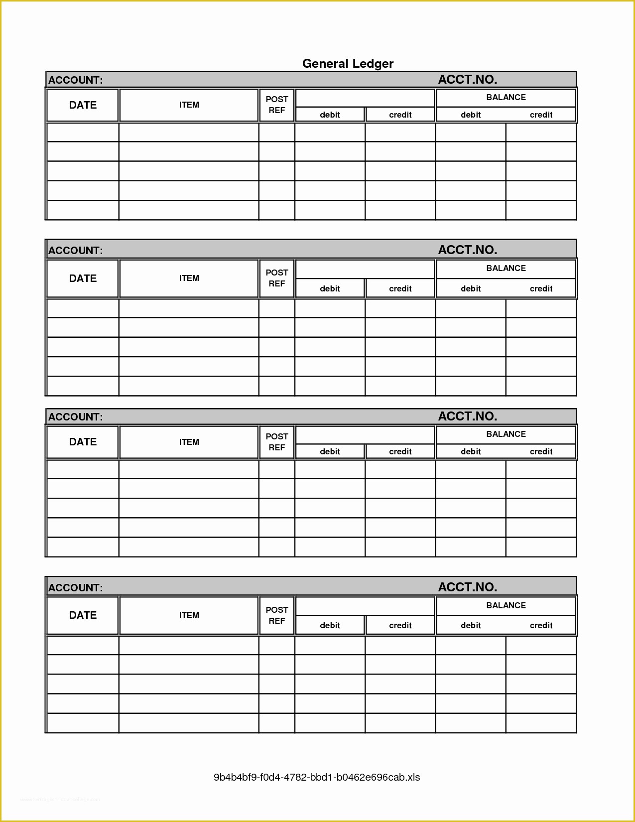 Free Accounting Templates Of General Ledger Template Printable