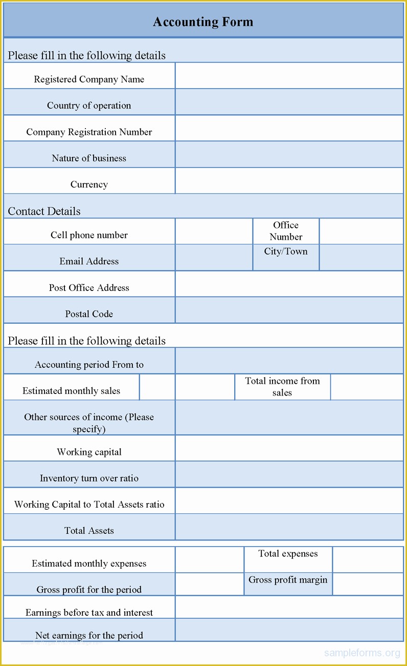 Free Accounting Templates Of Sample Accounting form Sample Accounting form