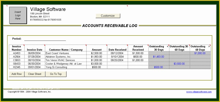 Free Accounts Payable Template Of Accounts Receivable Log Analytical Excel Spreadsheets