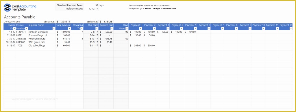 Free Accounts Payable Template Of Free Accounting Templates In Excel for Your