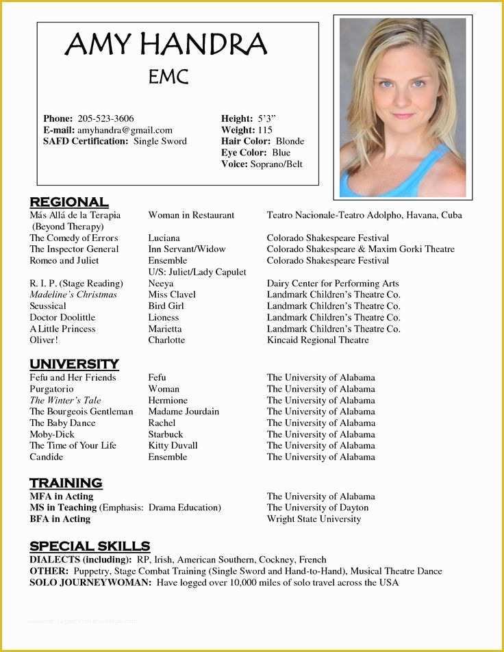 Free Acting Resume Template Of 1000 Ideas About Acting Resume Template On Pinterest