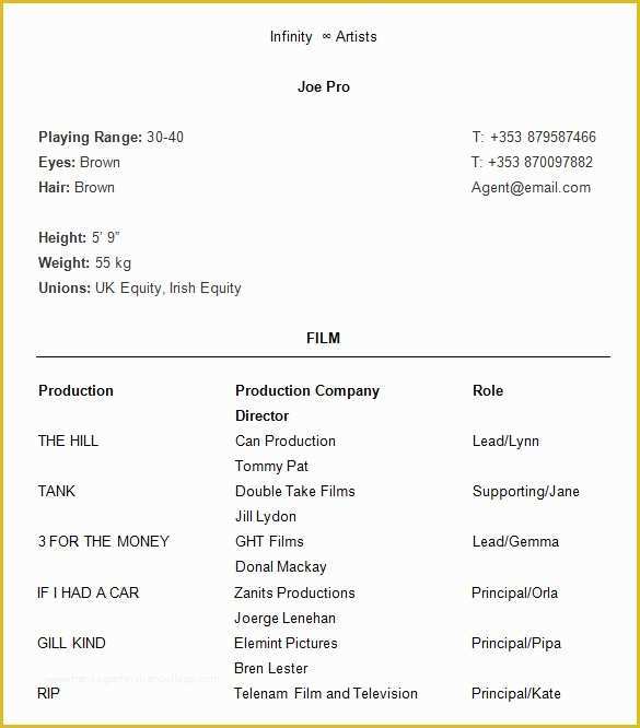 Free Acting Resume Template Of 11 Acting Resume Templates Free Samples Examples