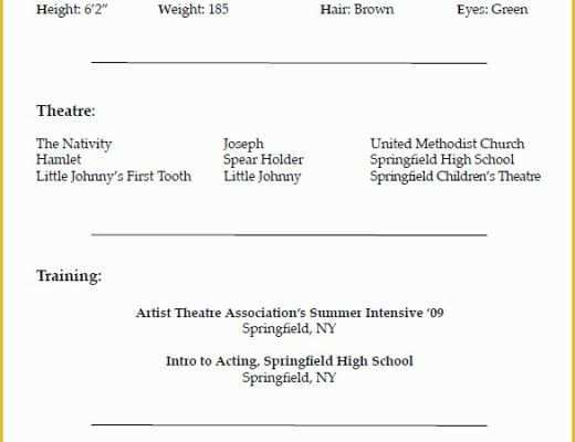 Free Acting Resume Template Of 11 Acting Resume Templates Free Samples Examples