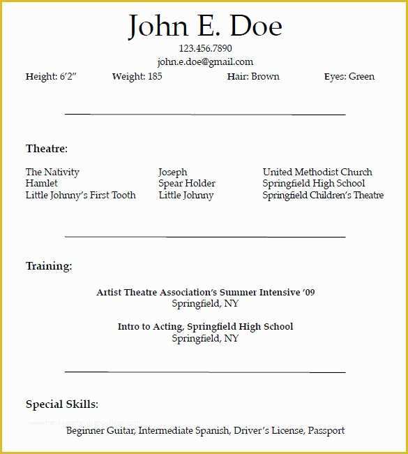 53 Free Acting Resume Template