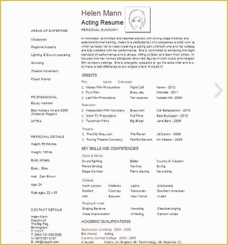 Free Acting Resume Template Of 25 Best Ideas About Acting Resume Template On Pinterest