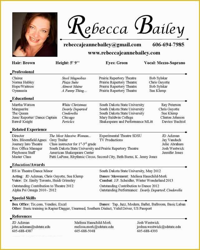 Free Acting Resume Template Of Acting Resume