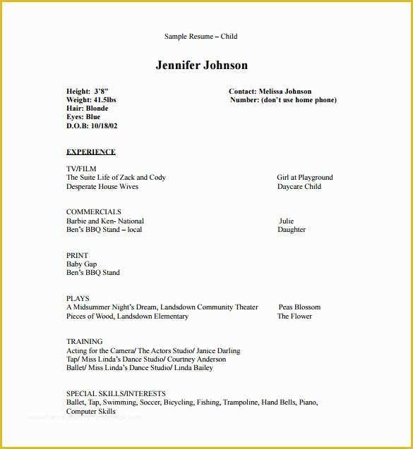 Free Acting Resume Template Of Acting Resume Template 7 Free Word Excel Pdf format