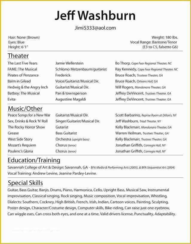 Free Acting Resume Template Of Beginner Acting Resume Best Resume Collection