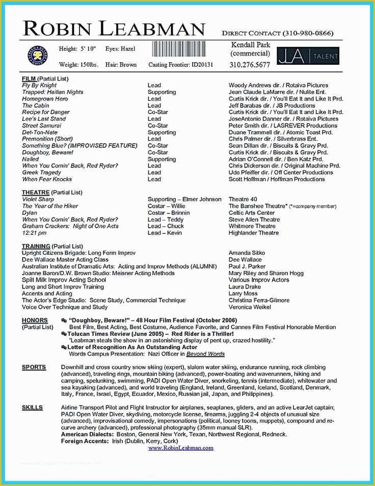 Free Acting Resume Template Of Best 25 Acting Resume Template Ideas On Pinterest