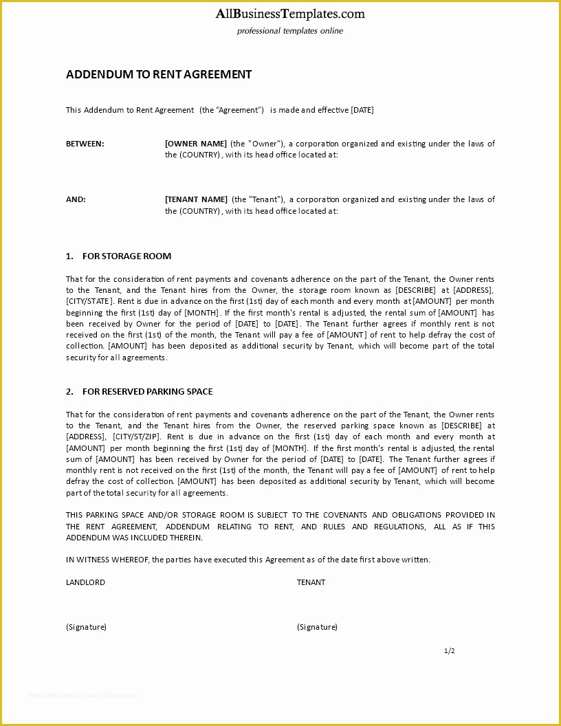 Free Addendum Sticker Template Of Free Addendum to Rent Agreement