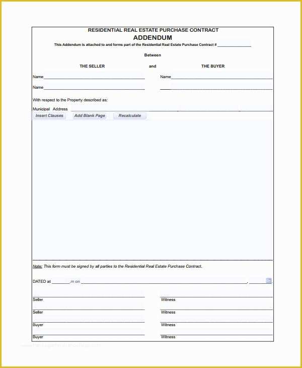 Free Addendum Sticker Template Of Real Estate form 9 Free Sample Example format