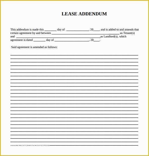 Free Addendum Sticker Template Of Sample Lease Addendum form 14 Download Free Documents