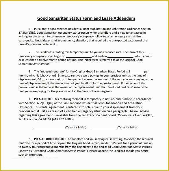 Free Addendum Sticker Template Of Sample Lease Addendum form 14 Download Free Documents