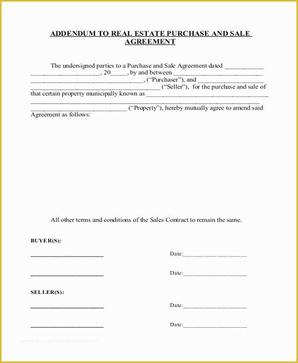 Free Addendum Sticker Template Of Sample Real Estate Sales Contract form 8 Free Documents