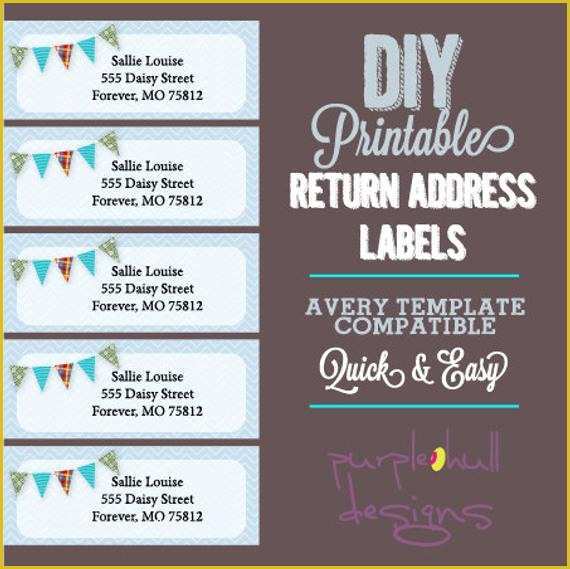 Free Address Label Templates Of Pennant Banner Bunting Return Address Labels Avery Template