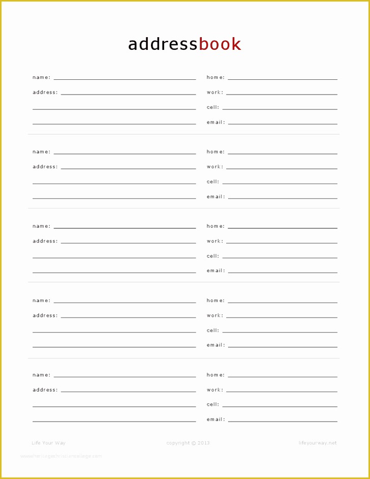 Free Address Templates for Word Of Address Book Template