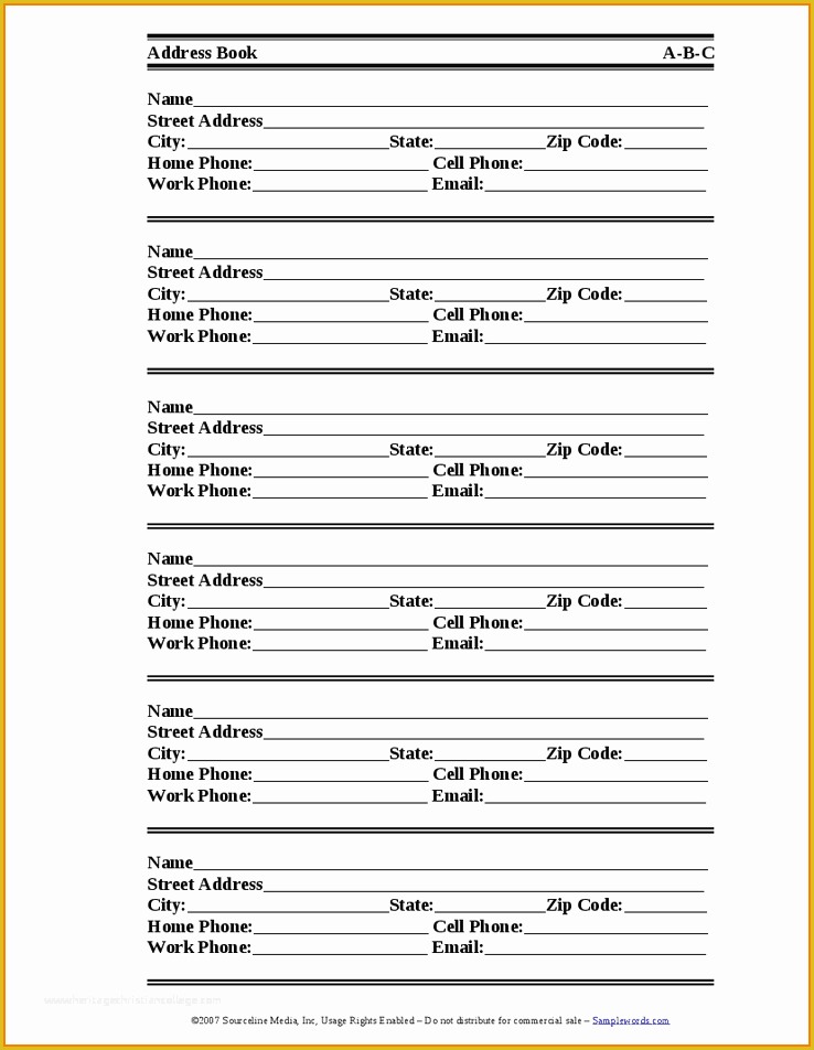 Free Address Templates for Word Of Address Book Template Word