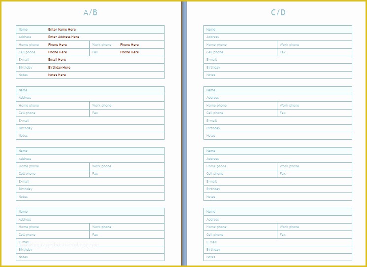 Free Address Templates for Word Of Phone and Address Book Template at Wordtemplatesbundle