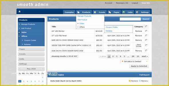 Free Admin Panel Template Of Smooth Admin by Mike343