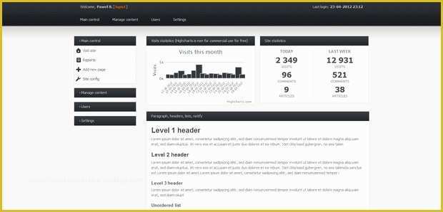 Free Admin Template Of Free HTML & Css Backend Admin Panel Template