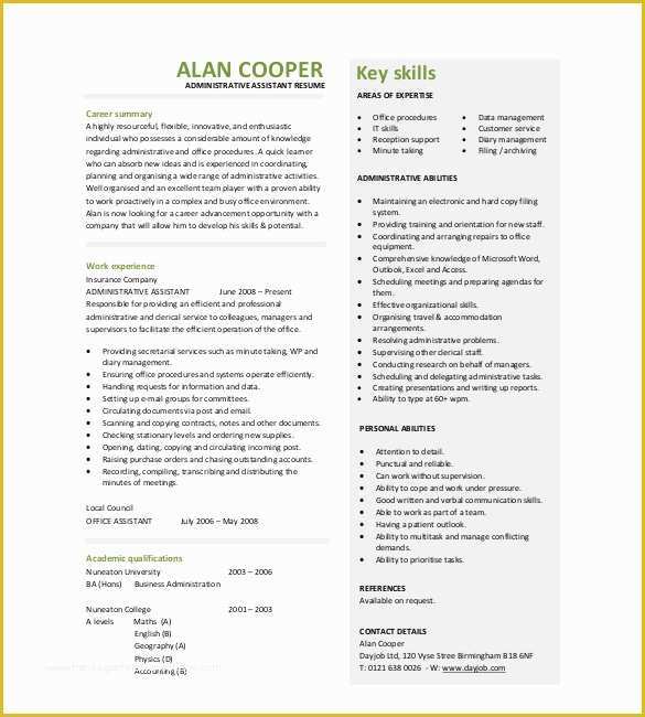 Free Administrative assistant Resume Templates Of 13 Administrative assistant Resume Templates Doc Pdf
