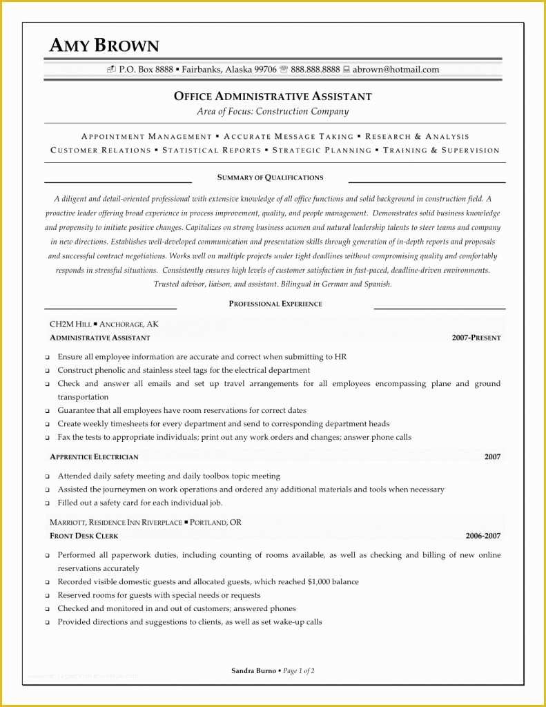 Free Administrative assistant Resume Templates Of Administrative assistant Resume Resume Cv Example Template
