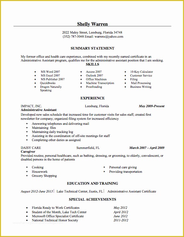 Free Administrative assistant Resume Templates Of Administrative assistant Resume Sample Lake Tech S